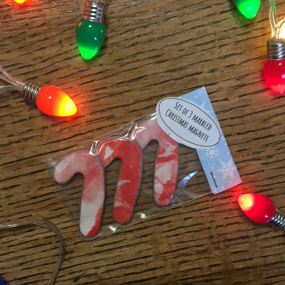 Handmade candy cane magnets